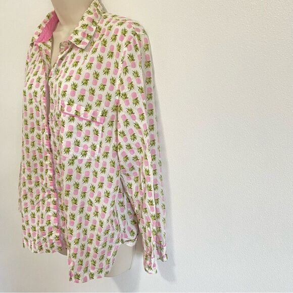 VICTORIAS SECRET Pineapple Print Button Front Pajama Top - Picture 4 of 11